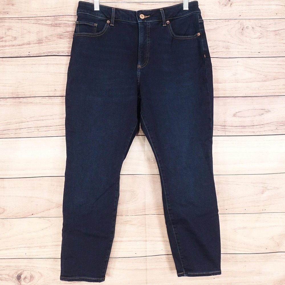 Express Curvy Skinny High Rise Jeans Womens 12S Blue Dark Wash Stretch 32x25